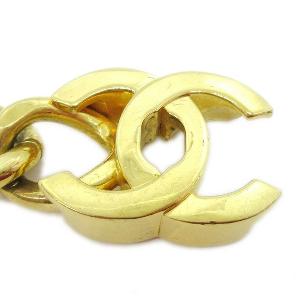 CHANEL CC Logos Turnlock Motif Charm Gold Chain Bracelet 95A Authentic 70292 - Picture 2 of 5